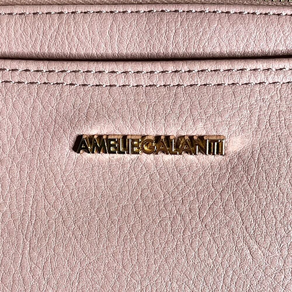 AMELIE GALANTI small rose pink faux leather crossbody purse w/gold hardware - Picture 6 of 8